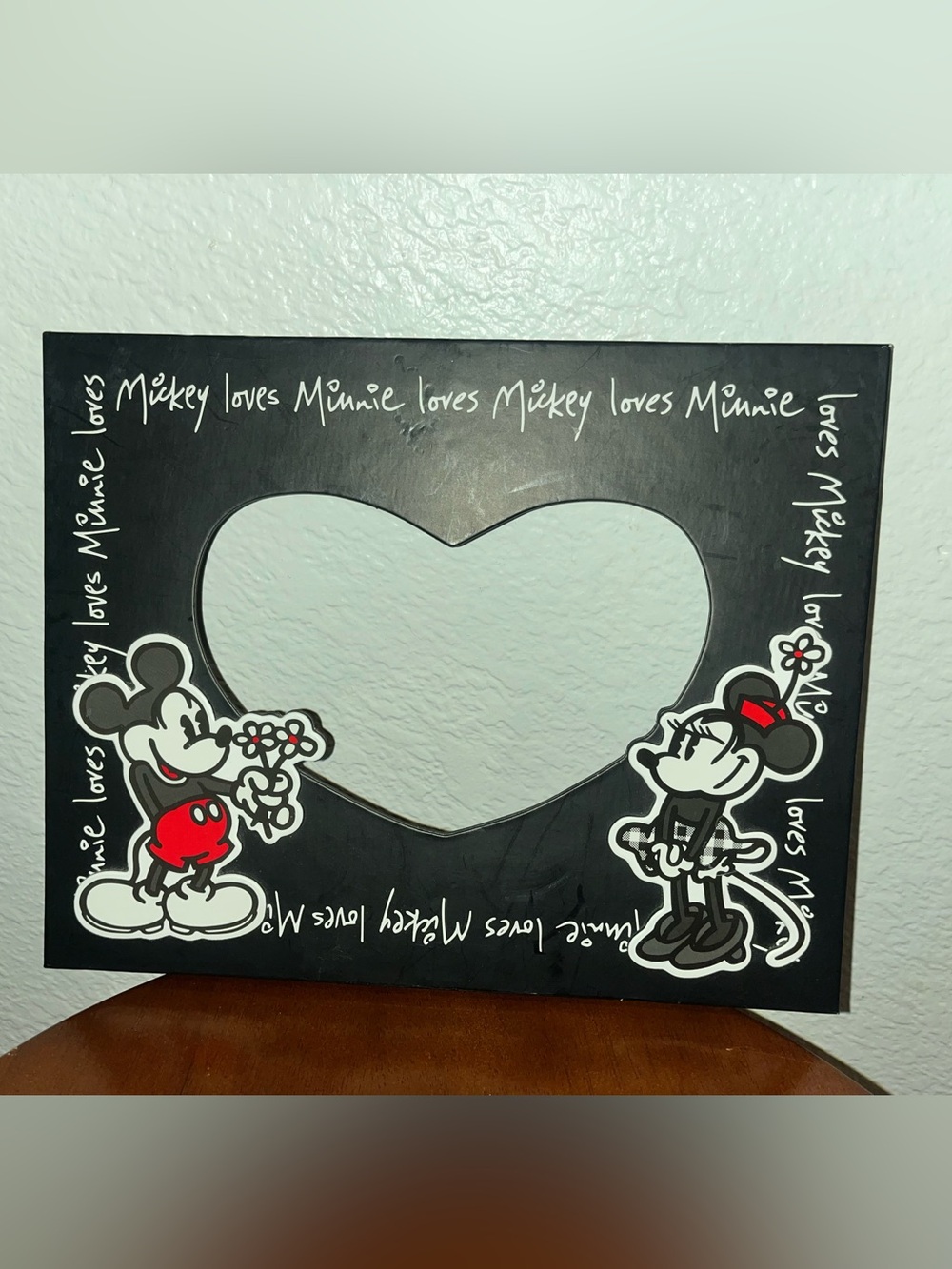 Disney Black Mickey & Minnie Heart Frame with Red Accents